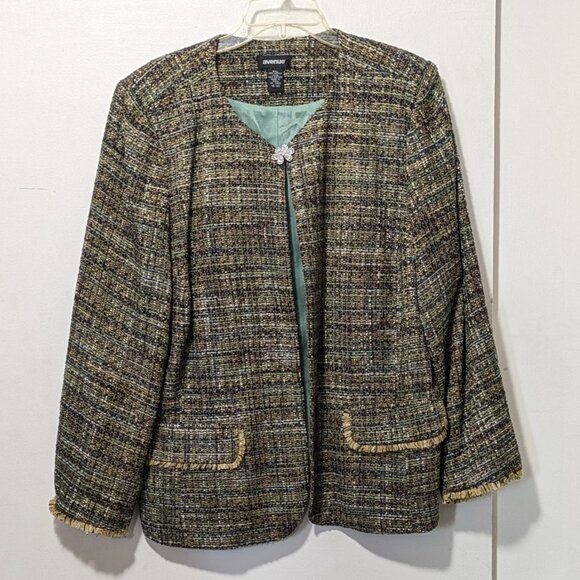 AVENUE Tweed style Jacket with Fringe and brooch clasp - Picture 1 of 6